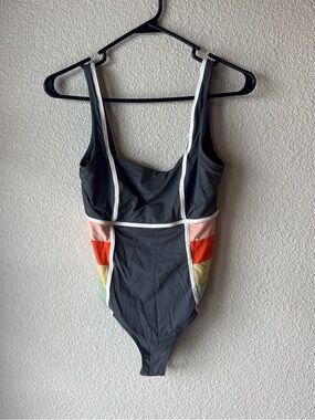 Rip Curl Gray One-Piece with Pastel Colorblock Panels See Details